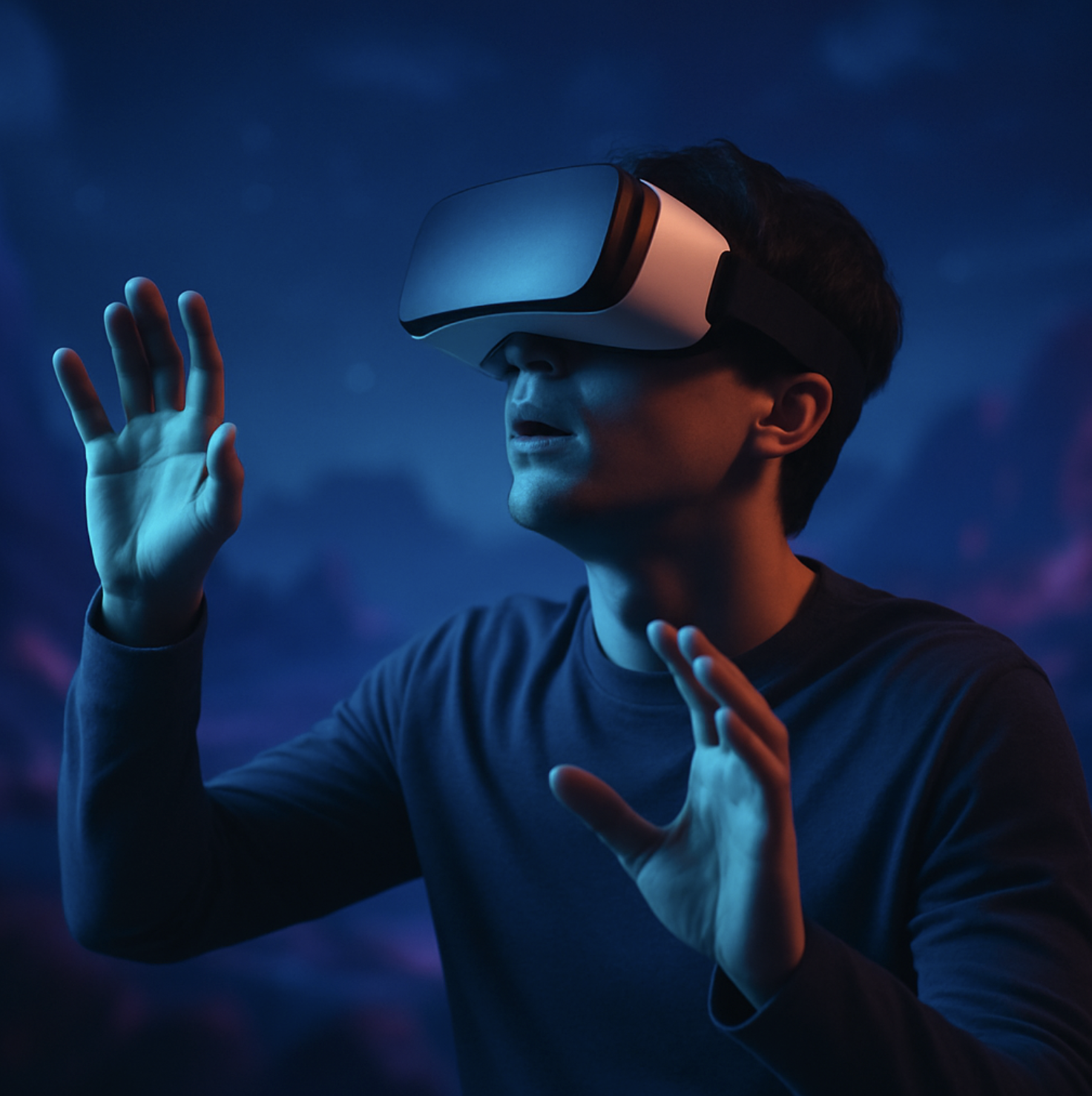 VR Person Immersed in Virtual Experience